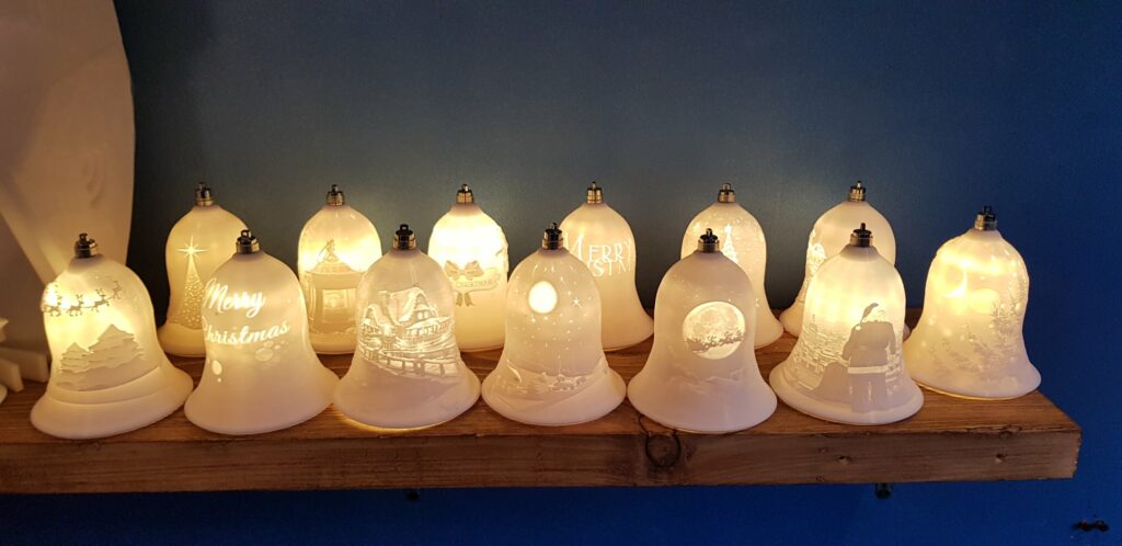 Christmas bell lithophane lantern light